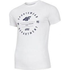 T-shirt męski TSM249 - biały. Białe t-shirty męskie 4F, m, bez wzorów, z bawełny, bez kołnierzyka, bez ramiączek. W wyprzedaży za 39.99 zł.