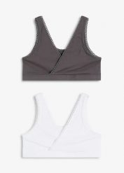 Biustonosz bustier dwustronny z miękką bawełną organiczną (2 szt.). Białe biustonosze bonprix, bez wzorów, z bawełny. Za 65.98 zł.