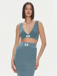 Calvin Klein Jeans Top Variegated J20J222625 Niebieski Slim Fit. Niebieskie topy damskie Calvin Klein Jeans, s, bez wzorów, z bawełny, bez kołnierzyka, bez ramiączek. Za 159.99 zł.