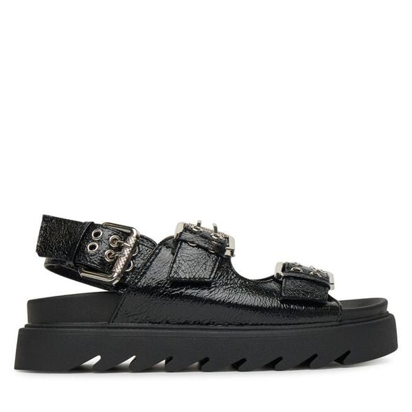 Sandały DeeZee. Czarne sandały damskie DeeZee, bez wzorów, bez obcasa, na płaskiej podeszwie, bez zapięcia. Za 159.99 zł.