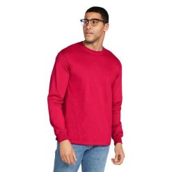 Ultra Bawełniana Koszulka Z Długim Rękawem Unisex Dla Dorosłych. Białe bluzki damskie GILDAN, xl, bez wzorów, z bawełny, sportowe, bez kołnierzyka, bez ramiączek. Za 103.99 zł.
