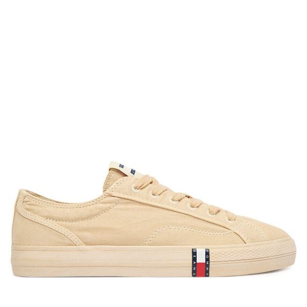 Tenisówki Tommy Jeans. Brązowe trampki i tenisówki damskie Tommy Jeans, bez wzorów, z jeansu, bez zapięcia. Za 216.99 zł.