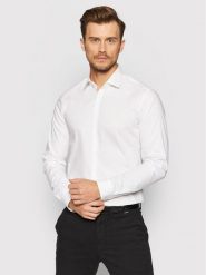 Calvin Klein Koszula K10K108229 Biały Slim Fit. Białe koszule męskie Calvin Klein, m, bez wzorów, z bawełny, biznesowe, bez kołnierzyka, bez ramiączek. Za 259.99 zł.