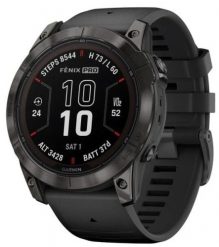 Garmin fenix 7X Pro 3,56 cm (1.4") MIP 51 mm Cyfrowy 280 x 280 px Ekran dotykowy Czarny Wi-Fi GPS. Czarne, cyfrowe zegarki sportowe Garmin, bez wzorów. Za 3,157.99 zł.