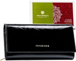 Portfel damski Peterson PTN PL-409 czarny. Czarne portfele damskie Peterson, ze skóry. Za 139.00 zł.
