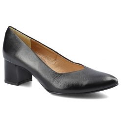 Czarne Czółenka Espirito Damskie Eleganckie Obuwie. Czarne czółenka damskie Espirito, bez wzorów, ze skóry, biznesowe, bez obcasa, bez zapięcia. Za 289.00 zł.