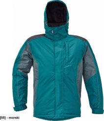 CERVA DAYBORO parka - męska kurtka zimowa, odpinany kaptur, polar kołnierz i w kapturze, odblaskowe elementy, 100% poliester - morski S. Zielone kurtki męskie CERVA, na zimę, m, bez wzorów, z polaru, bez kaptura. Za 253.41 zł.
