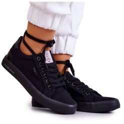 Damskie Tenisówki Wiązane Cross Jeans JJ2R4039C Czarne. Czarne trampki i tenisówki damskie bez wzorów, z gumy, przed kostkę, bez zapięcia. Za 205.59 zł.