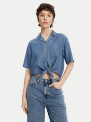 Tommy Jeans Koszula DW0DW20603 Niebieski Relaxed Fit. Niebieskie koszule damskie Tommy Jeans, xs, bez wzorów, z jeansu, bez kołnierzyka, bez ramiączek. Za 199.99 zł.