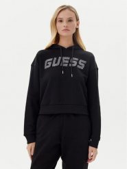 Guess Bluza V5GQ09 KCRP0 Czarny Relaxed Fit. Czarne bluzy damskie Guess, m, z aplikacjami, z bawełny, bez ramiączek, bez kaptura. Za 279.99 zł.