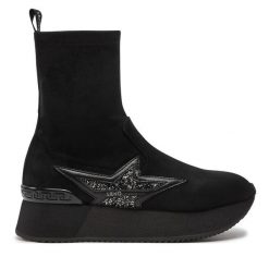 Botki Liu Jo. Czarne botki damskie Liu Jo, bez wzorów, bez obcasa, na płaskiej podeszwie, bez zapięcia. Za 719.99 zł.