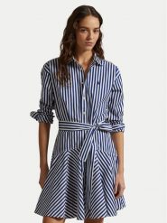 Polo Ralph Lauren Sukienka koszulowa 211929600003 Niebieski Regular Fit. Niebieskie sukienki damskie Polo Ralph Lauren, bez wzorów, z bawełny, bez kołnierzyka, bez ramiączek, koszulowe. Za 639.99 zł.