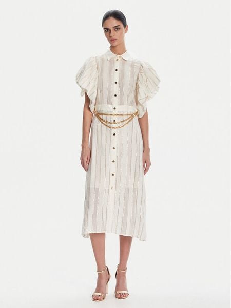 Fracomina Sukienka koszulowa FS25SD3003W403Q7 Biały Regular Fit. Białe sukienki damskie Fracomina, s, bez wzorów, z bawełny, bez kołnierzyka, bez ramiączek, koszulowe. Za 439.99 zł.