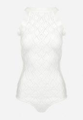 Białe Body z Wiskozy o Tłoczonej Fakturze Idolina. Białe body Born2be, bez wzorów, z jeansu. Za 119.99 zł.