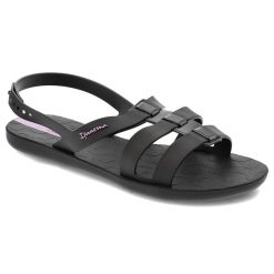 Czarne Sandały Ipanema Modne Obuwie Damskie. Czarne sandały damskie Ipanema, bez wzorów, z materiału, z otwartym noskiem, bez obcasa, bez zapięcia. Za 129.00 zł.