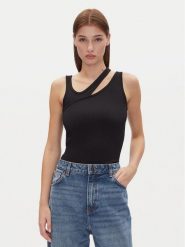 HUGO Top Datrus 50537044 Czarny Slim Fit. Czarne topy damskie Hugo, m, bez wzorów, z syntetyku, bez kołnierzyka, bez ramiączek. Za 199.99 zł.