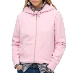 Damska bluza z kapturem zapinana na zamek Superdry Essential Logo Hb. Czerwone bluzy damskie Superdry, m, bez wzorów, z bawełny, klasyczne, bez ramiączek, z kapturem. Za 321.50 zł.