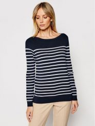 Tommy Hilfiger Sweter Heritage Boat WW0WW22046 Granatowy Regular Fit. Niebieskie swetry nierozpinane damskie Tommy Hilfiger, xs, bez wzorów, z bawełny, bez kołnierzyka, bez ramiączek. Za 249.99 zł.