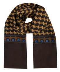 Męski Szalik Elegancki Miękki, Dwustronny, Śliski - ALTIES - Brąz w Regularny Wzór. Szaliki męskie Alties, bez wzorów, z materiału. Za 55.00 zł.