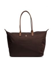 Tommy Hilfiger Torebka Popette Maxi Tote AW0AW17996 Brązowy. Brązowe shopperki damskie Tommy Hilfiger, bez wzorów, z materiału, bez dodatków. Za 449.99 zł.