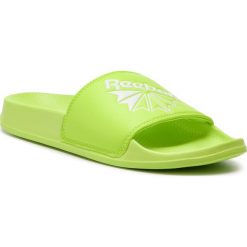 Klapki Reebok - Classic Slide DV4100 Neon Lime/White. Zielone klapki damskie Reebok, bez wzorów, z materiału, sportowe, bez obcasa, bez zapięcia. W wyprzedaży za 99.00 zł.
