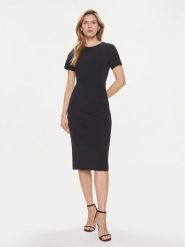 Boss Sukienka koktajlowa Dukeva 50505952 Granatowy Slim Fit. Niebieskie sukienki damskie Boss, bez wzorów, z wiskozy, wizytowe, bez kołnierzyka, bez ramiączek. Za 1,589.00 zł.