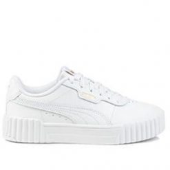 Tenisówki Puma Model Carina 3.0. Białe trampki i tenisówki damskie Puma, bez wzorów, z materiału, bez zapięcia. Za 258.50 zł.