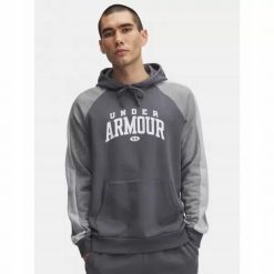 Bluza Męska Z Kapturem Under Armour Logo Colorblock Hoodie. Szare bluzy męskie Under Armour, m, bez wzorów, sportowe, bez ramiączek, z kapturem. W wyprzedaży za 170.32 zł.