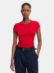 Tommy Jeans T-Shirt Draped DW0DW22802 Czerwony Slim Fit. Czerwone t-shirty damskie Tommy Jeans, l, bez wzorów, z jeansu, bez kołnierzyka, bez ramiączek. Za 169.99 zł.