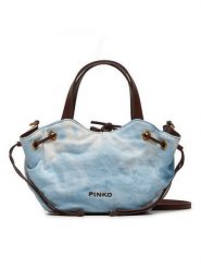 Pinko Torebka Pagoda Small Shopper PE 24 PLTT 102910 A1MB Błękitny. Niebieskie torebki do ręki damskie Pinko, bez wzorów, z materiału, bez dodatków. Za 1,069.00 zł.