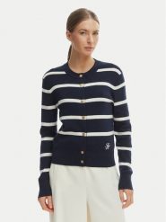 Tommy Hilfiger Kardigan WW0WW49617 Granatowy Regular Fit. Niebieskie kardigany damskie Tommy Hilfiger, m, bez wzorów, z bawełny, bez kołnierzyka. Za 699.99 zł.