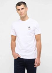 Męski T-Shirt Mustang Style Austin Bright White 1016494 2007. Białe t-shirty męskie Mustang, m, bez wzorów, bez kołnierzyka, bez ramiączek. Za 79.99 zł.