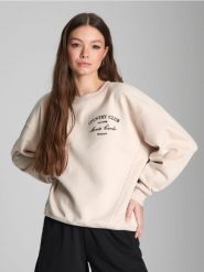 Bluza z haftem - kremowy. Białe bluzy damskie Sinsay, l, bez wzorów, z bawełny, bez ramiączek, bez kaptura. Za 49.99 zł.