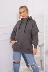 Bluza ocieplana z półgolfem grafitowa. Szare bluzy damskie KESI, l, bez wzorów, z bawełny, bez ramiączek, bez kaptura. Za 238.37 zł.