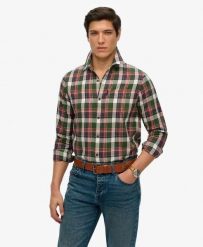 Superdry Koszula Vintage w Kratę z Bawełny Organicznej. Zielone koszule damskie Superdry, l, bez wzorów, z bawełny, klasyczne, bez kołnierzyka, bez ramiączek. Za 296.85 zł.