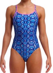 Strój kąpielowy jednoczęściowy FUNKITA Blue Viper - Diamond Back. Niebieskie stroje kąpielowe damskie Funkita, m, bez wzorów, z elastanu. Za 219.00 zł.
