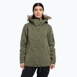 Kurtka snowboardowa damska ROXY Meade. Zielone kurtki sportowe damskie Roxy, na zimę, xs, bez wzorów, bez ramiączek, bez kaptura, narciarskie. Za 559.99 zł.
