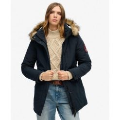 Parka z Kapturem z Sztucznym Futrem Everest od SUPERDRY. Niebieskie parki damskie Superdry, bez wzorów, z kapturem. W wyprzedaży za 688.60 zł.