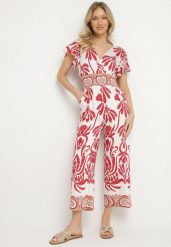 Bordowy Taliowany Kombinezon z Wiskozy w Print Boho z Kopertowym Dekoltem Nelazi. Czerwone sukienki damskie Born2be, na co dzień, na lato, l, bez wzorów, z wiskozy, boho, bez kołnierzyka, bez ramiączek, mini, kopertowe. Za 74.99 zł.
