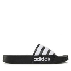 Klapki adidas. Czarne klapki damskie Adidas, bez wzorów, sportowe, bez obcasa, bez zapięcia. Za 129.99 zł.