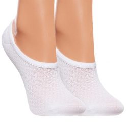 Białe Niskie Stopki Damskie Moraj 3 Pary. Białe skarpetki damskie Moraj, w ażurowe wzory, z tkaniny. Za 29.99 zł.