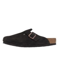 Sandały Birkenstock Boston Etroite brązowe. Brązowe sandały damskie Birkenstock, bez wzorów, ze skóry, bez obcasa, bez zapięcia. W wyprzedaży za 503.20 zł.
