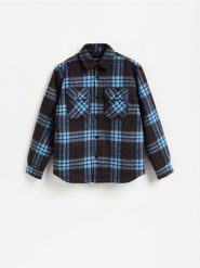 Koszula comfort fit w kratę - ciemnobrązowy. Brązowe koszule męskie Reserved, l, bez wzorów, z tkaniny, bez kołnierzyka, bez ramiączek. Za 199.99 zł.