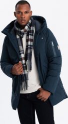 Kurtka męska Ombre Długa sezonowa kurtka męska w stylu outdoorowym granatowa V2 OM-JALJ-0202 S. Kurtki męskie Ombre, m, bez wzorów, bez kaptura. Za 499.99 zł.