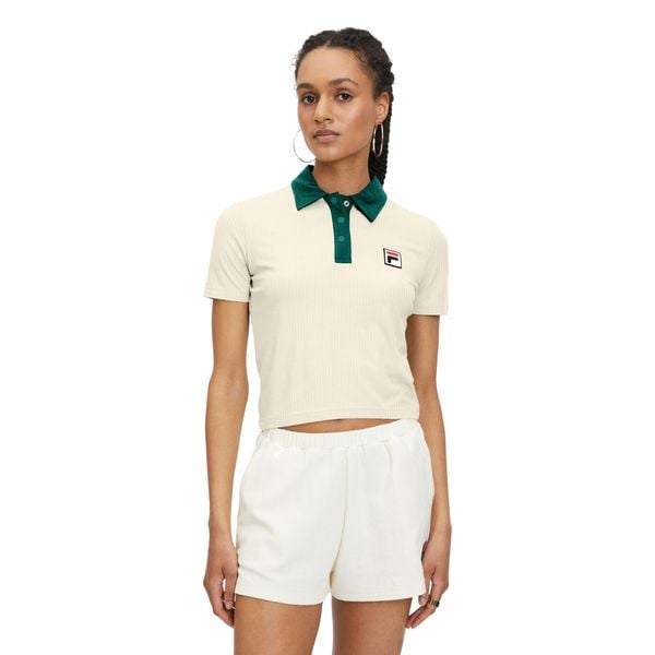 Koszulka polo damska FILA Looknow. Brązowe bluzki damskie Fila, s, bez wzorów, bez kołnierzyka, bez ramiączek. Za 149.99 zł.