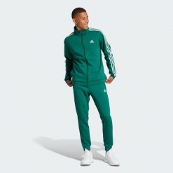 Dres Basic 3-Stripes Fleece. Czarne komplety dresowe męskie Adidas, s, bez wzorów, z dresówki. Za 316.00 zł.