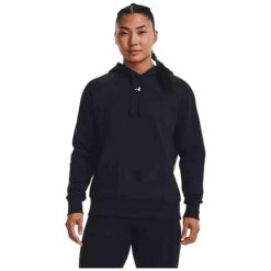Bluza damska Under Armour Rival Fleece Hoodie. Czarne bluzy damskie Under Armour, bez wzorów, z bawełny, bez ramiączek, z kapturem. Za 299.99 zł.