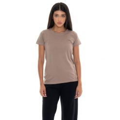 Koszulka Damen-Kurzarm z Leone 1947 Nigdy bez plakietki. Brązowe bluzki damskie LEONE 1947 APPAREL, bez wzorów, z bawełny, sportowe, bez kołnierzyka, bez ramiączek. W wyprzedaży za 84.20 zł.