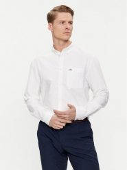 Tommy Jeans Koszula Oxford DM0DM18335 Biały Regular Fit. Białe koszule męskie Tommy Jeans, m, bez wzorów, z bawełny, bez kołnierzyka, bez ramiączek. Za 269.99 zł.