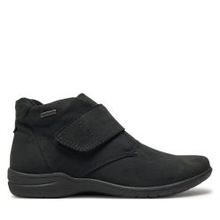 Botki Josef Seibel. Czarne botki damskie Josef Seibel, bez wzorów, bez obcasa, na płaskiej podeszwie, bez zapięcia. Za 379.99 zł.